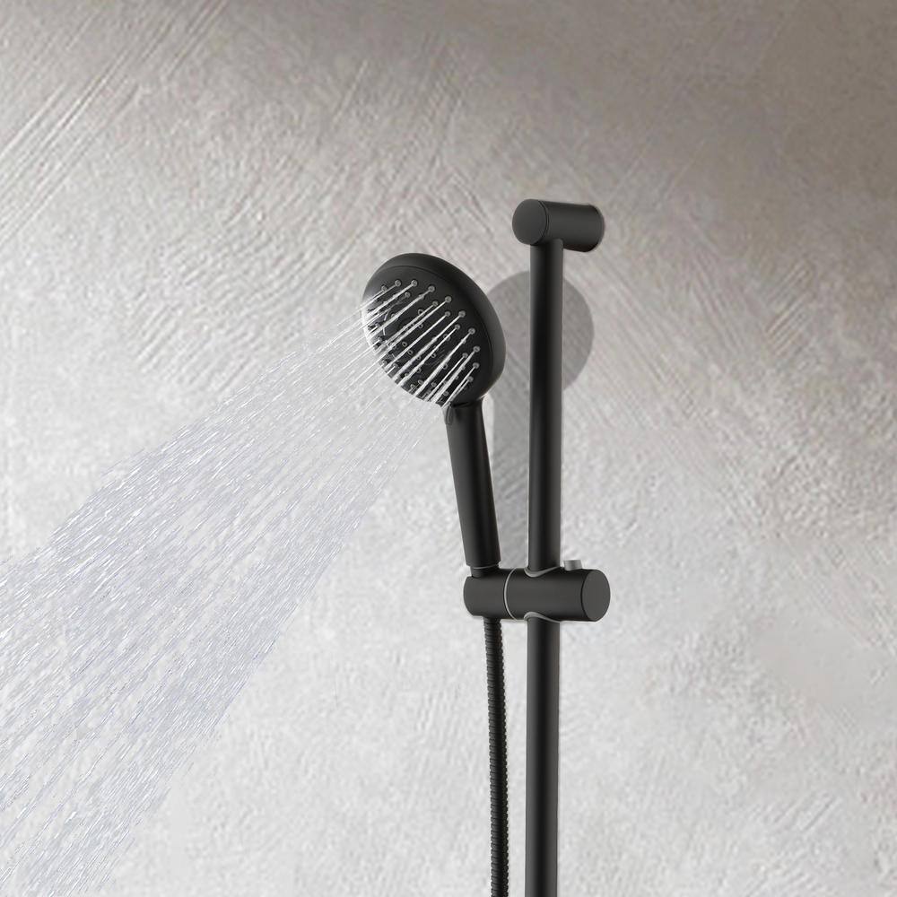 Satico Modern Single-Handle 2-Spray Wall Mount Stainless Steel Massaging Handheld Shower Head With Slide Bar in Matte Black WDGSS001