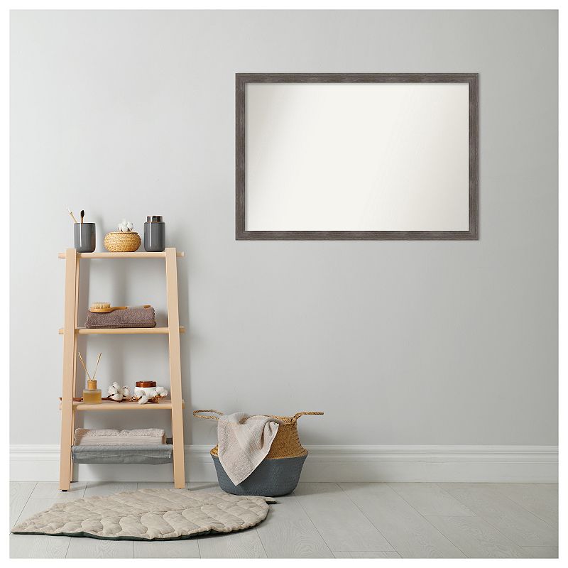 Pinstripe Lead Non-beveled Wood Bathroom Wall Mirror