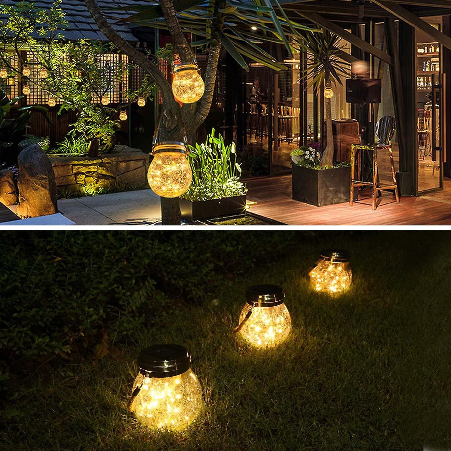 2x Solar Powered Outdoor Garden Lights Ip55， Solar Powered Outdoor Lights， Led Outdoor Solar Powered Glass Ball Lights