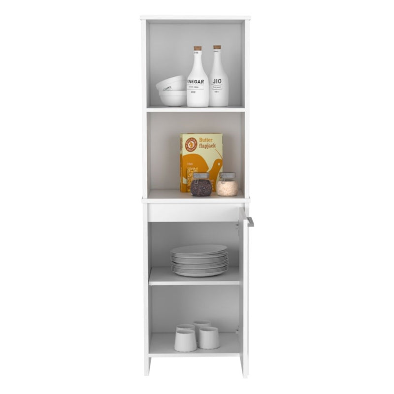 FM Furniture Danforth Modern Wood Pantry Cabinet for Kitchen Room in White