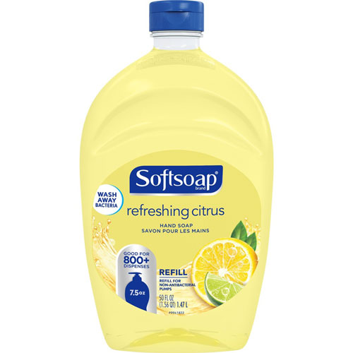 Colgate Palmolive Softsoap Citrus Hand Soap Refill | Fresh Citrus Scent， 50 fl oz (1478.7 mL)， Dirt Remover， Bacteria Remover， Residue Remover， Hand， Yellow | CPC07336