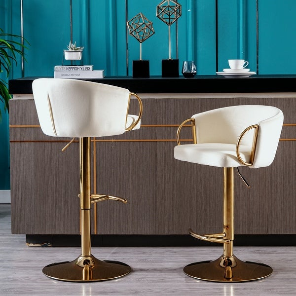 Bar Stools with Chrome Footrest and Base (Set of 2)