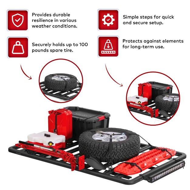 Yakima Locknload Wheel Restraint Spare Wheel Holder Kit With Hook Straps And 100 Pound Maximum Load Capacity For Roof Rack System