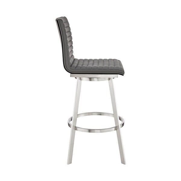 Jermaine Swivel Bar or Counter Stool in Faux Leather with Metal Frame