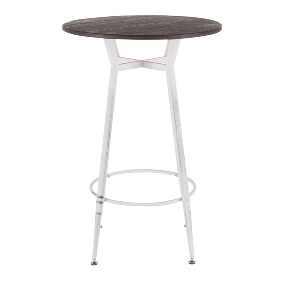 Clara Industrial Round Bar Table in Vintage White ...