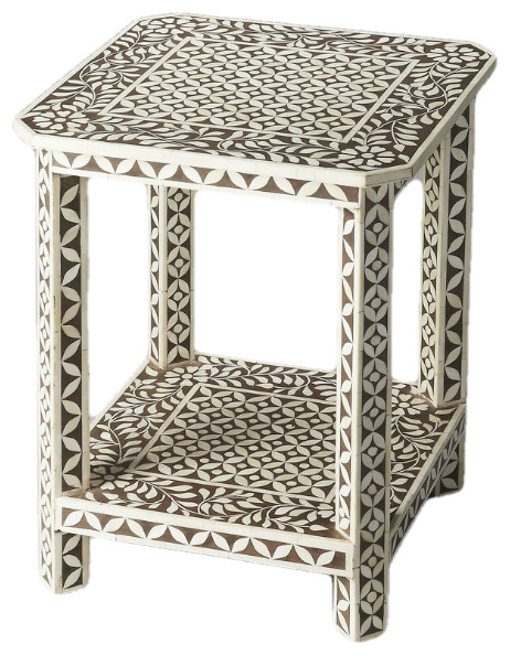 Butler Amelia Brown Bone Inlay Side Table   Mediterranean   Side Tables And End Tables   by DesignerCurios  Houzz