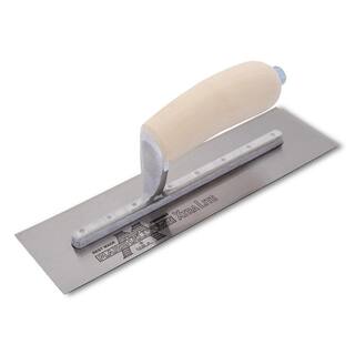 MARSHALLTOWN 10-12 in. x 4-12 in. Curved Wood Handle Finishing Trowel MXS91