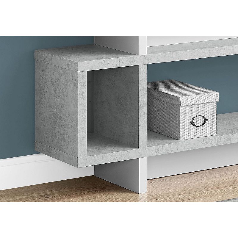 54.75 White and Gray Contemporary 3 Shelves Rectangular Bookcase