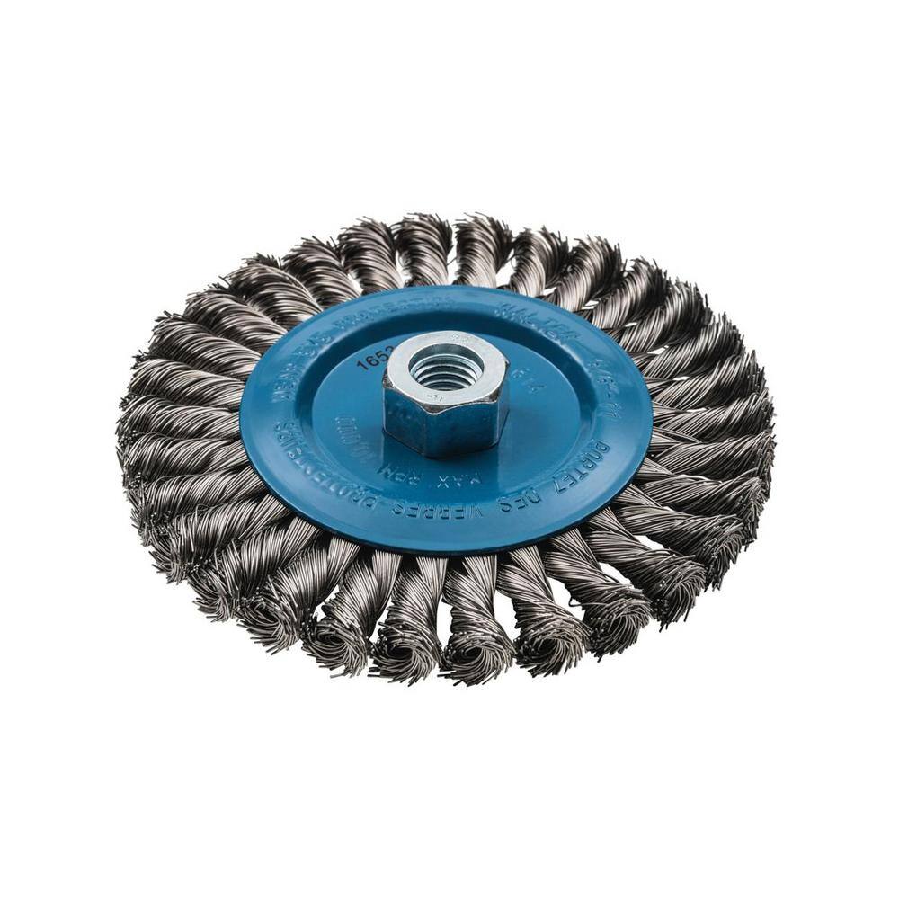 WALTER SURFACE TECHNOLOGIES 6 in. W Wheel Brush with Knot-Twisted Wires 58 in. - 11 in. Arbor 13L614