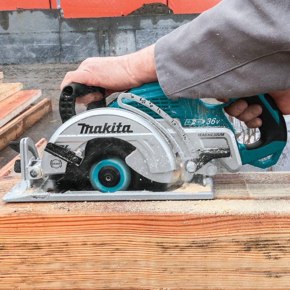 Makita 18V X2 LXT Lithium-Ion (36V) Brushless Cordless Rear Handle 7-14 in. Circular Saw wBONUS 5.0Ah Battery 2 Pack XSR01PTBL1850B2