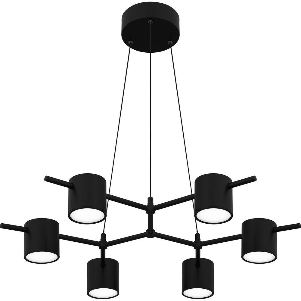 Hampton Bay Turrill 35-Watt 6-Light Matte Black Integrated LED Candle-Style Chandelier HD7991A