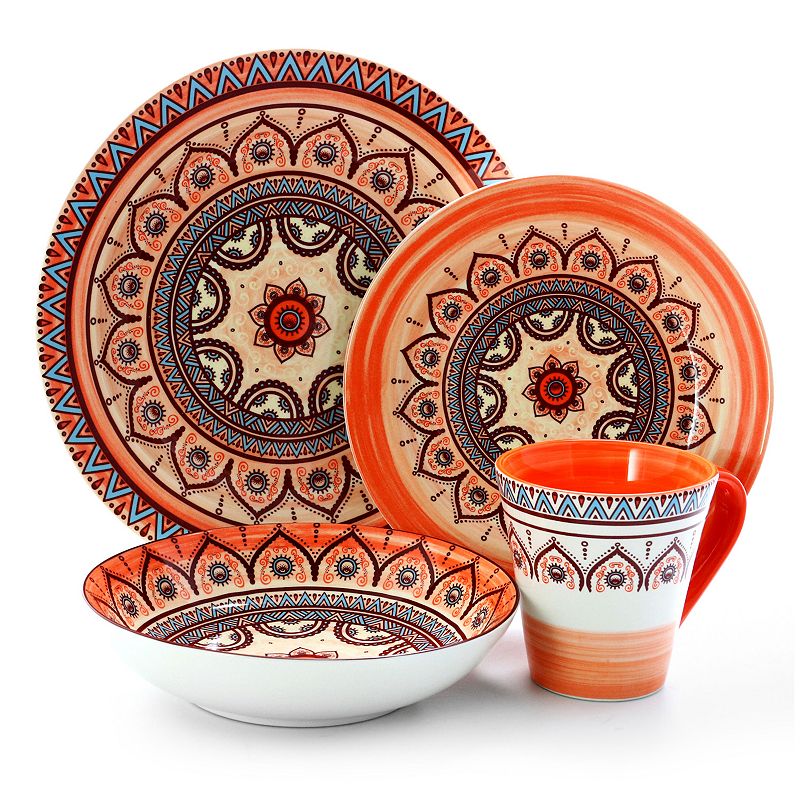 Elama Zen Rust Mozaik 16 Piece Dinnerware Set