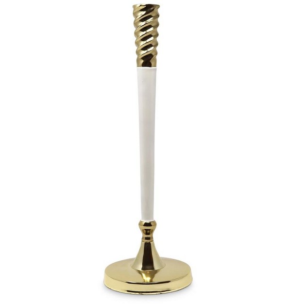 Classic Touch White And Gold Taper Candle Holder