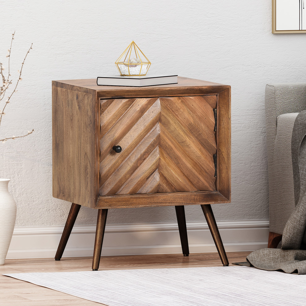 Darlington Mid Century Modern Handcrafted Mango Wood Cabinet   Midcentury   Accent Chests And Cabinets   by GDFStudio  Houzz