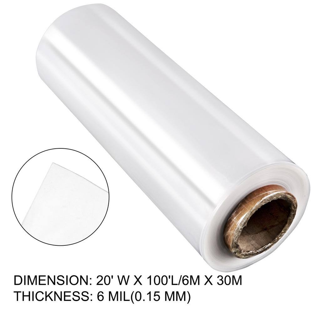 VEVOR 20 ft. x 100 ft. 6 Mil Greenhouse Film Clear UV Resistant Superior Strength Greenhouse Polyethylene Film to Keep Warming PEWSM20100FT00001V0