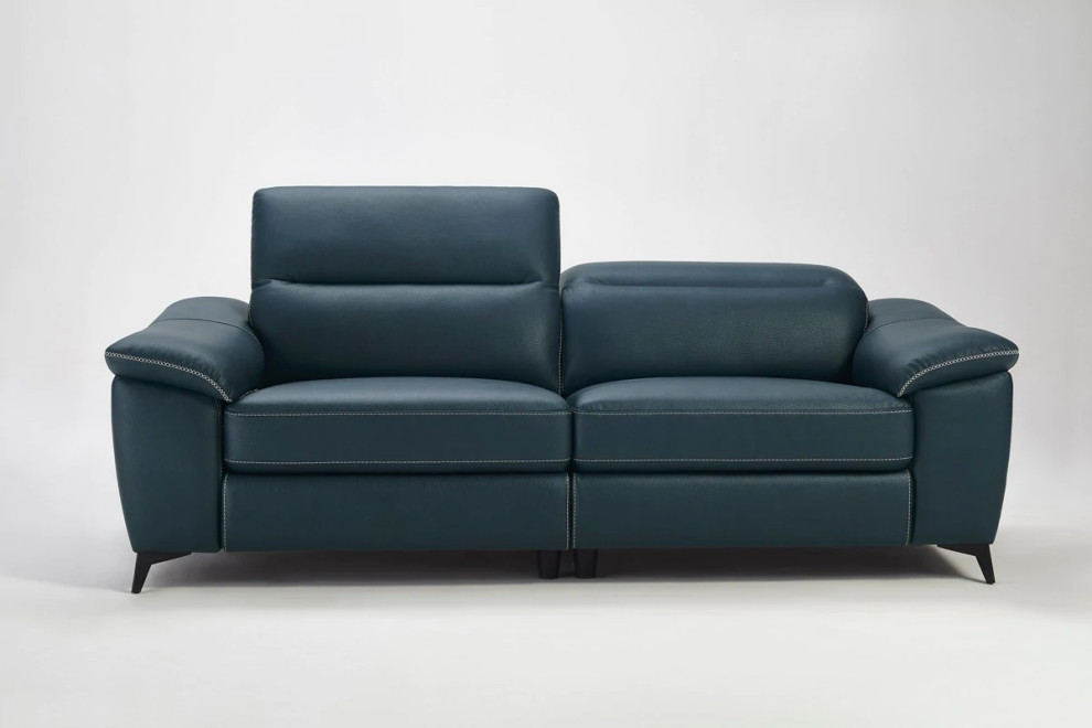 Magnolia Modern Blue Leatherette Loveseat With Electric Recliners   Modern   Loveseats   by Virgil Stanis Design  Houzz