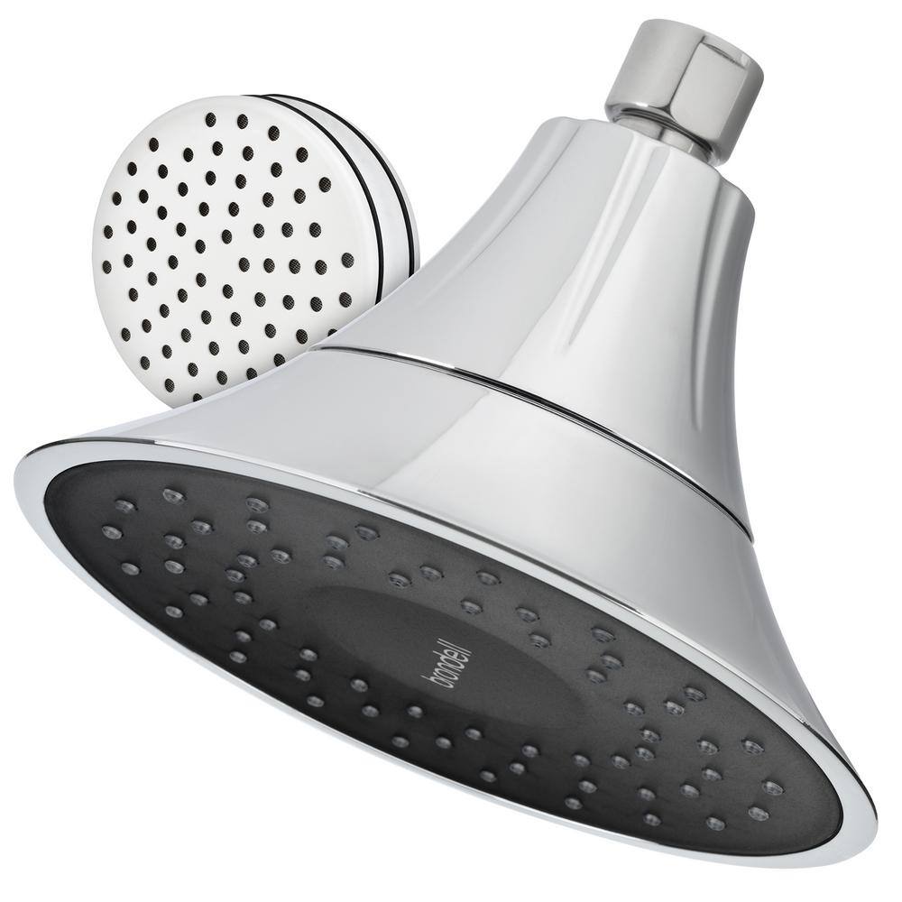 Brondell VivaSpring 1-Spray Patterns with 1.8 GPM 6.5 in. Single Wall Mount Fixed Shower Head with KDF Filter in Obsidian Face FSH25-CB