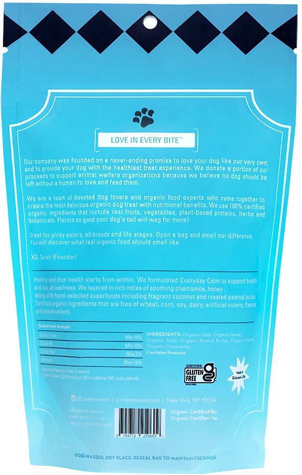 Lord Jameson Everyday Calm Dog Treats， 6-oz bag