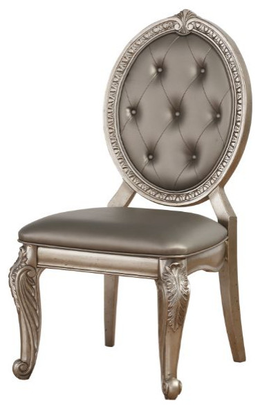 Acme Northville Side Chair Set of 2 PU and Antique Silver   Victorian   Dining Chairs   by AMOC  Houzz