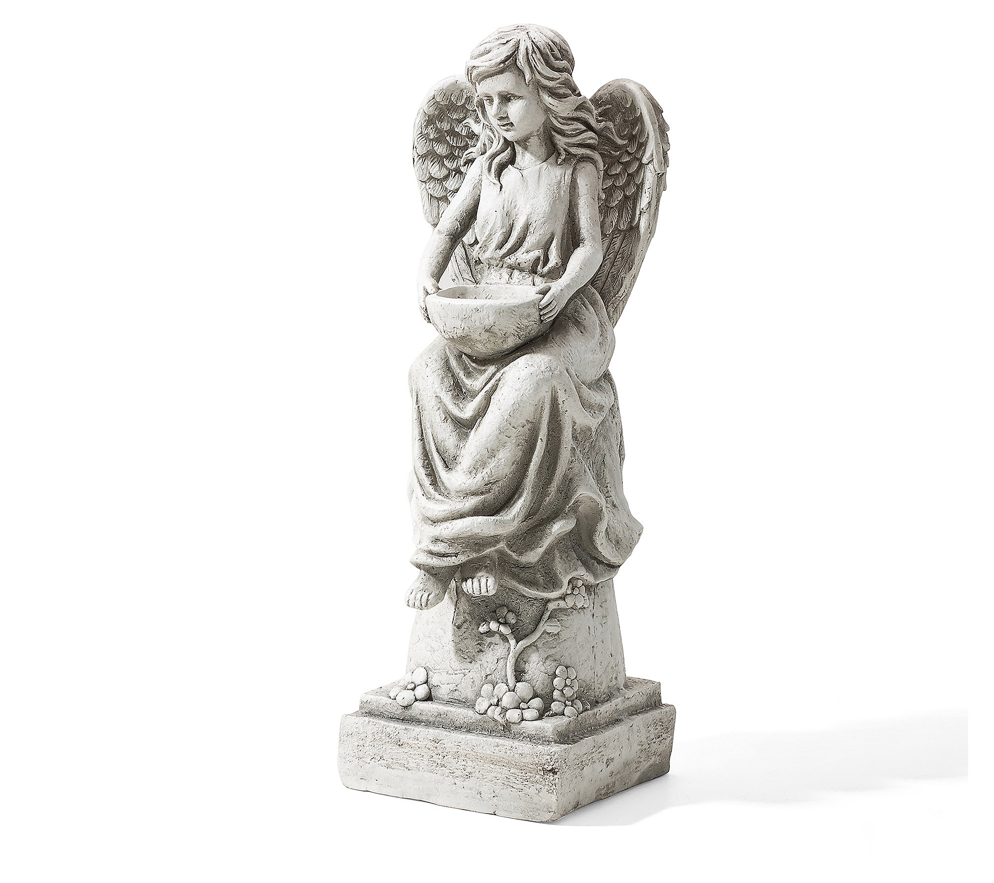 Glitzhome Glorious Angel Lawn Garden Statue Wit h Bird Feeder