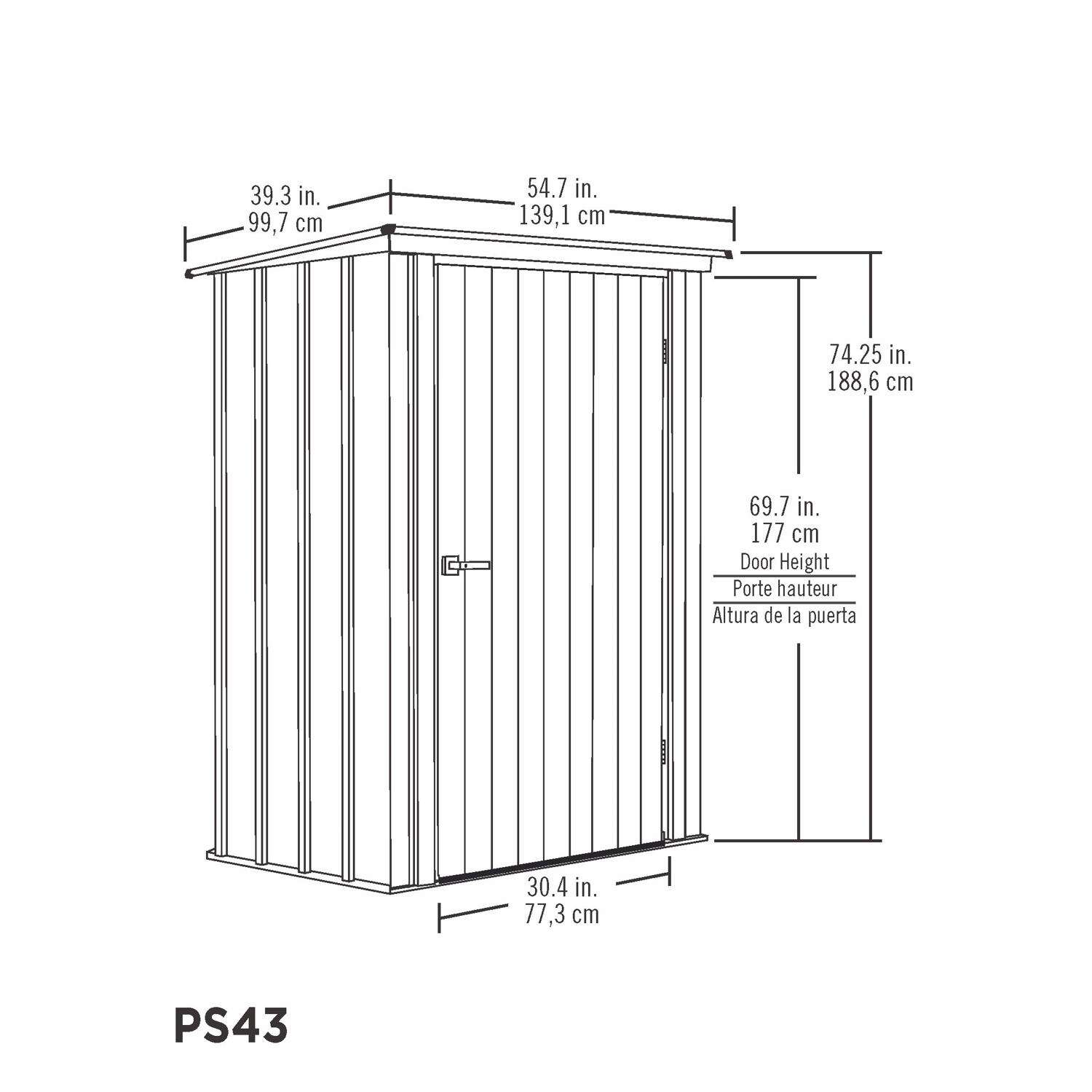 ShelterLogic Spacemaker 4 ft. x 3 ft. Metal Vertical Pent Storage Shed without Floor Kit