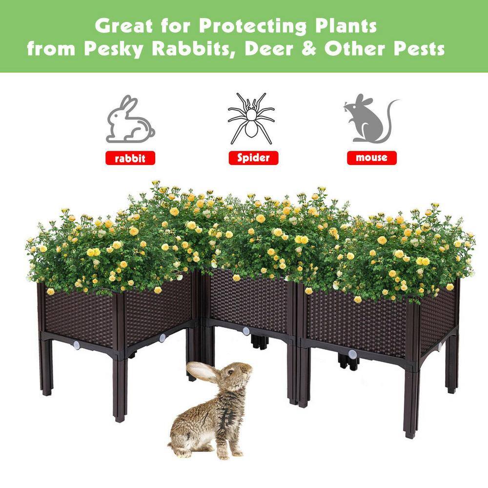 JAXPETY 15 in. x 15 in. Plastic Elevated Garden Bed Table Raised Planter Box (4-Set) HG61S0845