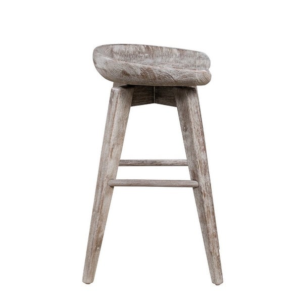 Esme 24 Inch Swivel Counter Stool， Contour Seat， Wood， Tapered Legs