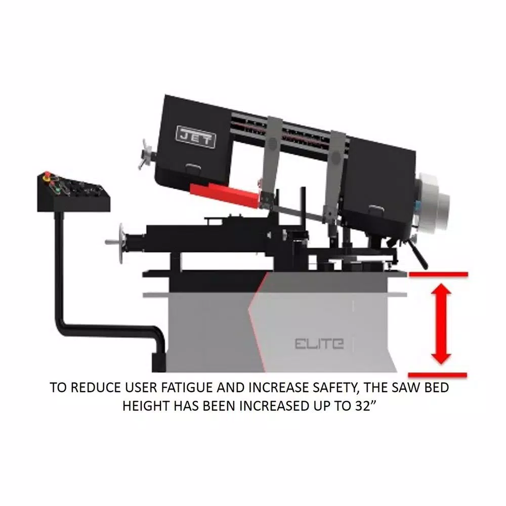 Jet 8 in. x 13 in Metalworking Variable Speed Mitering Bandsaw 1-1/2 HP， 115/230-Volt， 1Ph and#8211; XDC Depot