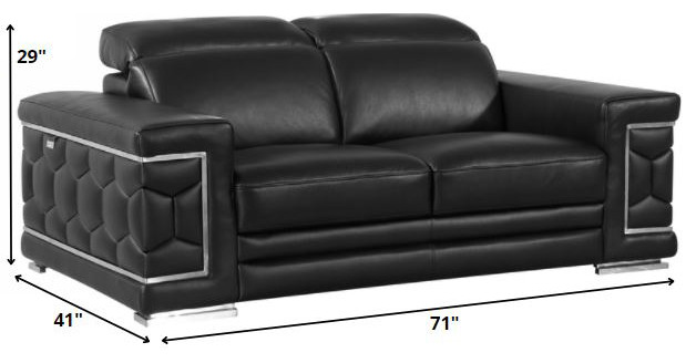 114 quotSturdy Black Leather Sofa Set   Contemporary   Living Room Furniture Sets   by UStradeENT LLC  Houzz