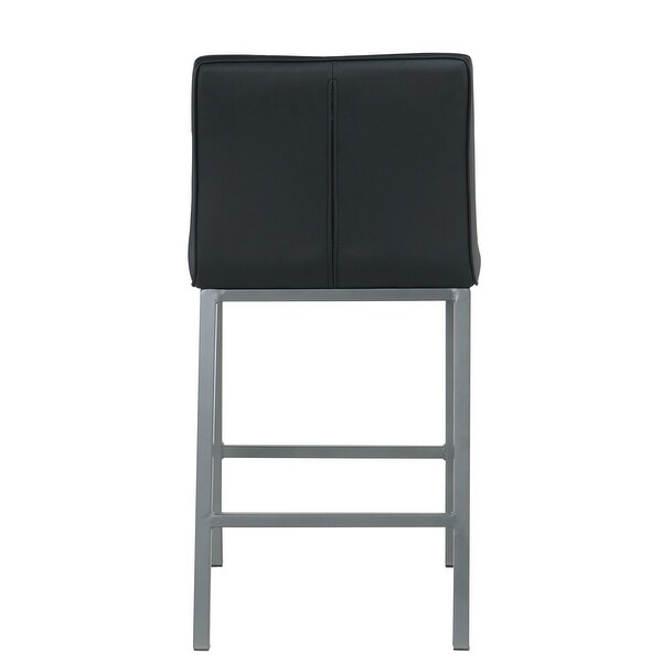 Modern Design High Counter Stool Metal Legs Kitchen Restaurant Bar Stools PU Leather Padded Seat Back Bar Chair (Set of 2)