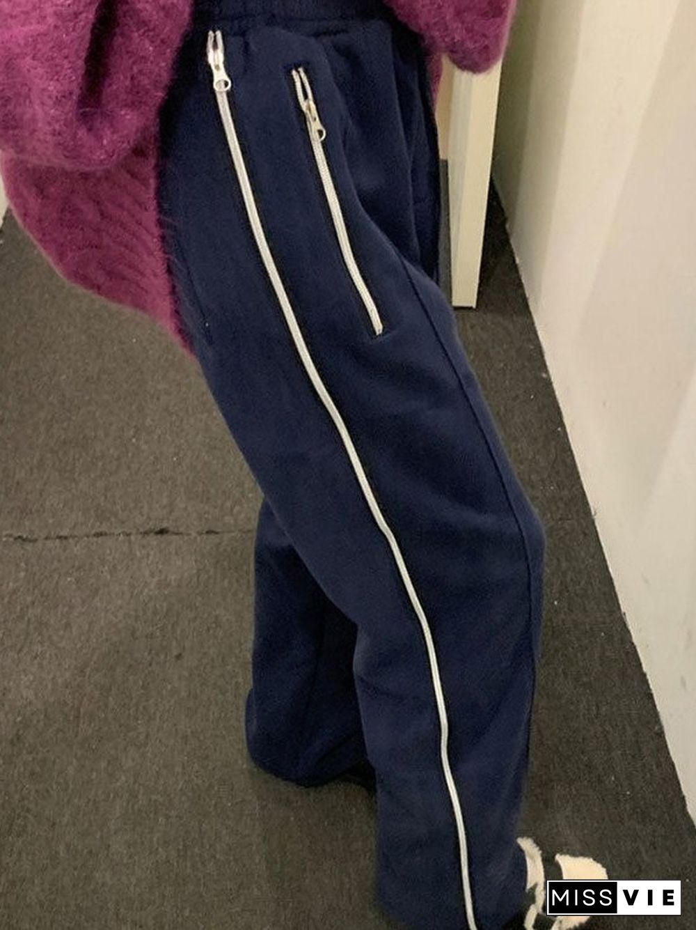 Zip Fly Fleece Lined Baggy Sweatpants