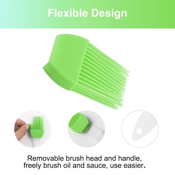 2pcs Flexible Silicone Brush Heat Resistant Non-Stick Utensils - Green - 6.7