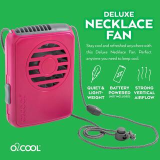 O2COOL Deluxe 2.5 in. Necklace Personal Fan in Raspberry FN02001