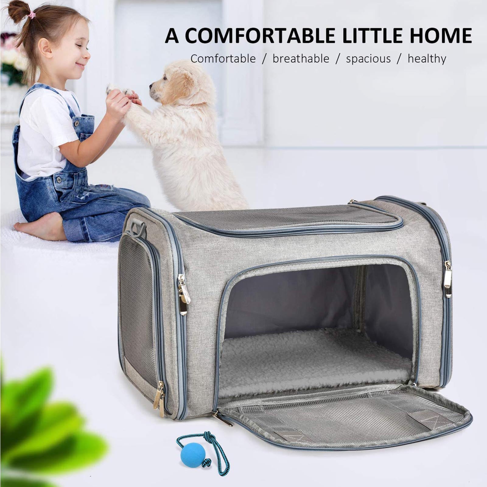 Wewdigi Pet Carrier for Cats， Dogs and Puppies， Gray， (Suitable For Daily Travel)， 22 Lbs