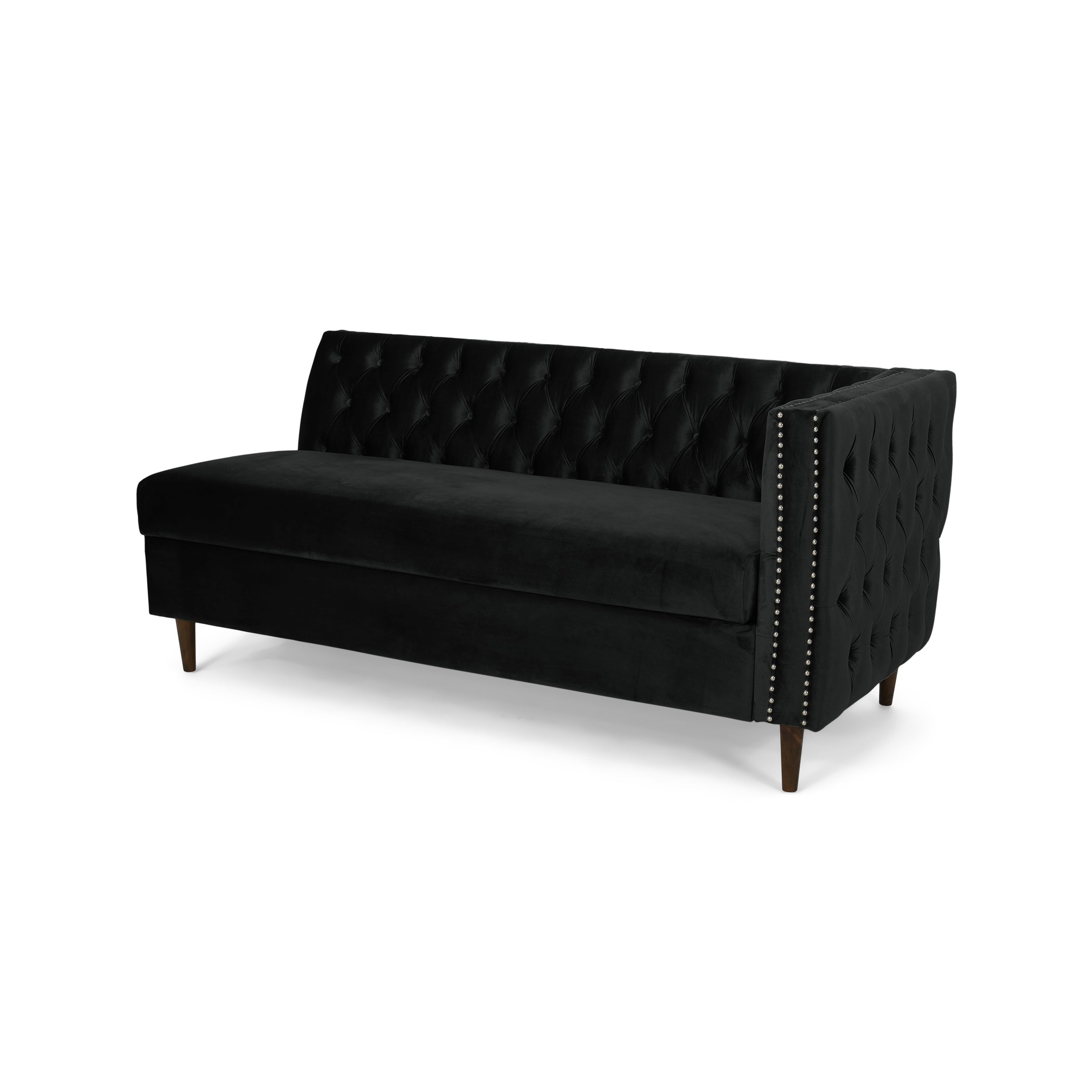 Jephthah Contemporary Tufted Velvet Sectional Sofa with Storage Chaise Lounge