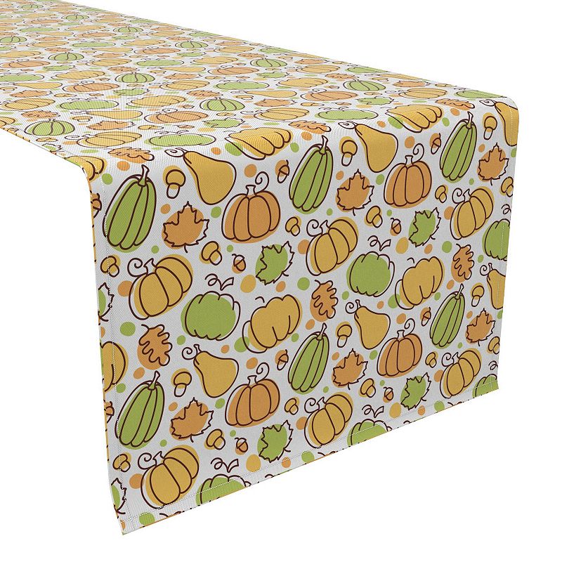 Table Runner， 100% Cotton， 16x90， Fall Foliage and Dots