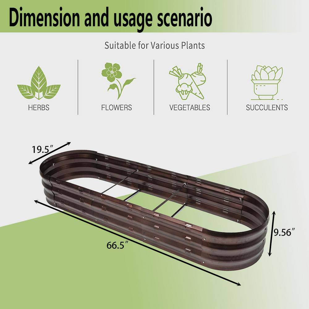 LuxenHome 5.6 ft. Oval Brown Metal Garden Bed WHPL431