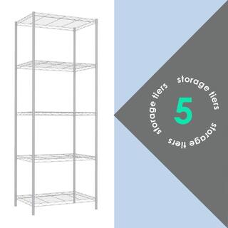 Home Basics Steel 5 Tier Steel Wire Garage Storage Shelving Unit 21 in. W x 13.80 in. D x 61 in. H White HDC59701