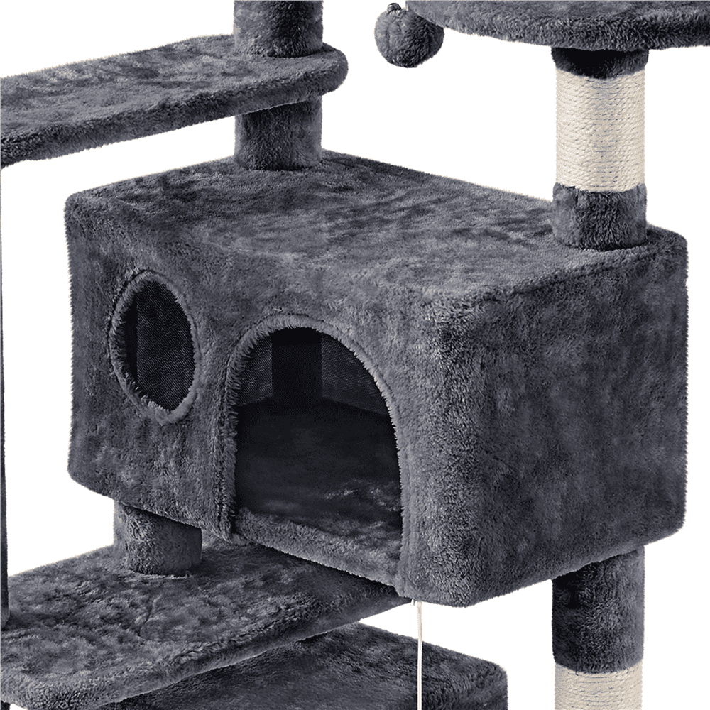 Yaheetech 57'' H Cat Tree Condo Tower w/ Condos， Dark Gray