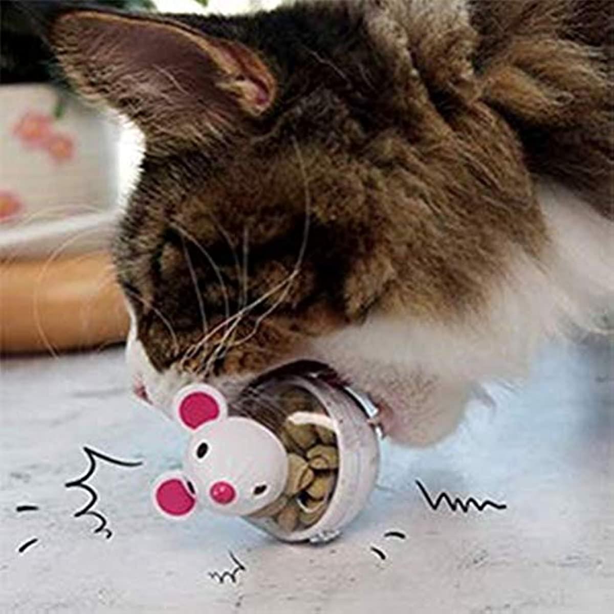 Cat Interactive Toy  Food Dispenser Treat Ball  Cat Food Feeder Indoor Outdoor Cat Feeding Toys Transparent Mice Food Tumbler Pet Interactive Toy Puzz