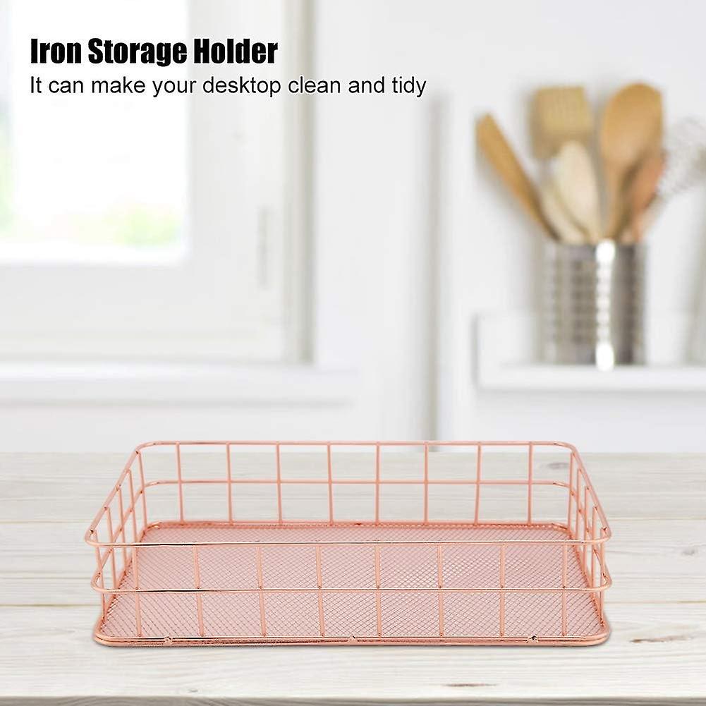 Iron Storage Basket Makeup Small Things Organizer Storage Holder Desktop Decor Iron Box Rose Gold 4 Size(d)