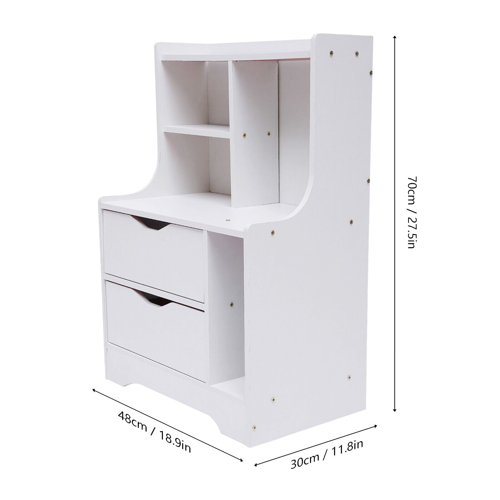 Flkoendmall 2 Drawers Bedside Table Cupboard Cabinet Nightstand Storage End Table White