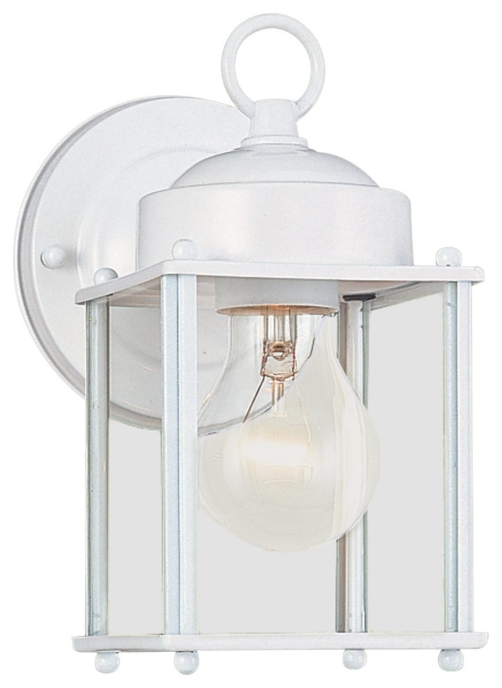 Sea Gull New Castle One Light Outdoor Wall Lantern  White   Transitional   Outdoor Wall Lights And Sconces   by Better Living Store  Houzz