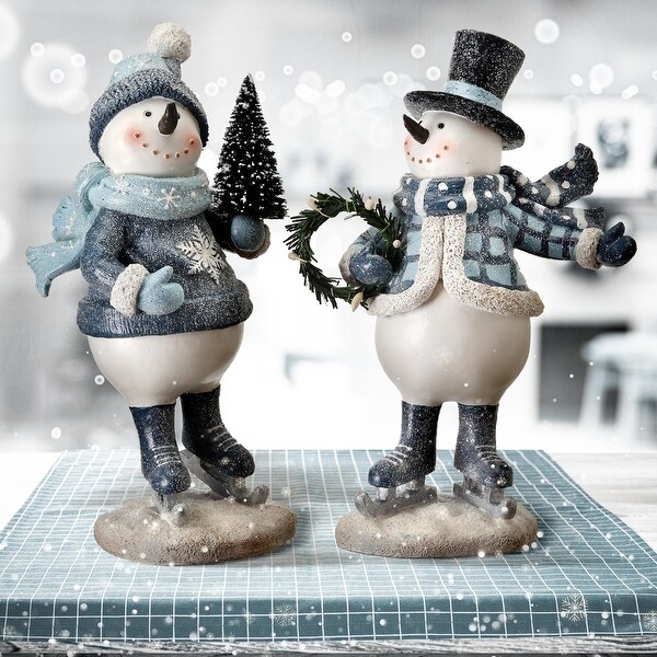 10 Resin Skating Snowman Set of 2