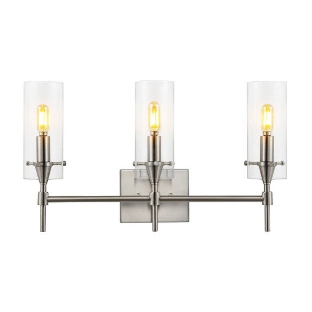 3 light Cato Modern Iron glass Led Vanity Nickel clear Jonathan Y