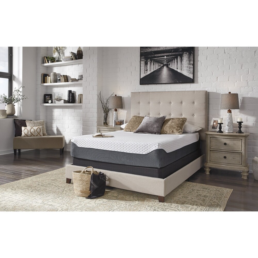 Signature Design by Ashley 12 Inch Chime Elite White/Gray 2 Piece King Mattress Package