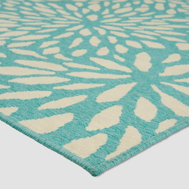 Simone Floral Outdoor Rug Blue ivory Christopher Knight Home