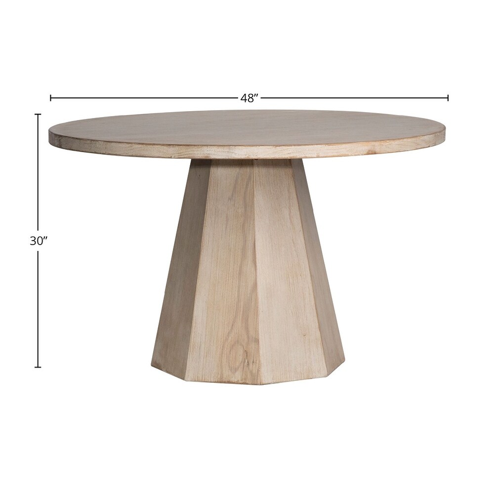 Xavier 48 inch Round Reclaimed Pine Light Wash Pedestal Dining Table