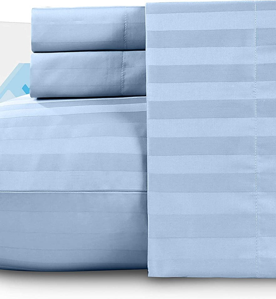 500-Thread-Count 100% Cotton 4-Piece Sheet Set Soft & Silky Sateen Deep Pocket