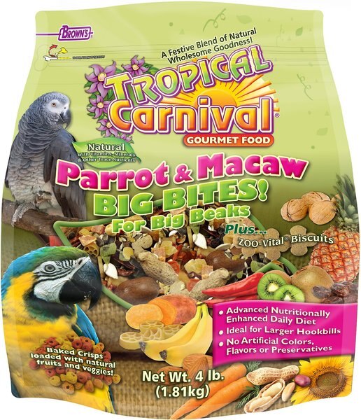 Brown's Tropical Carnival Big Bites with ZOO-Vital Biscuits Parrot and Macaw Food